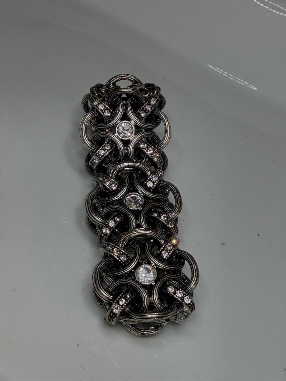 Premier Designs Antiqued silver toned Rhinestone Link Bracelet